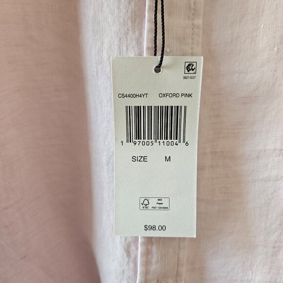 NWT MICHAEL KORS Slim Fit Linen Shirt M Light Pink Long Sleeve Button Preppy - Picture 7 of 7